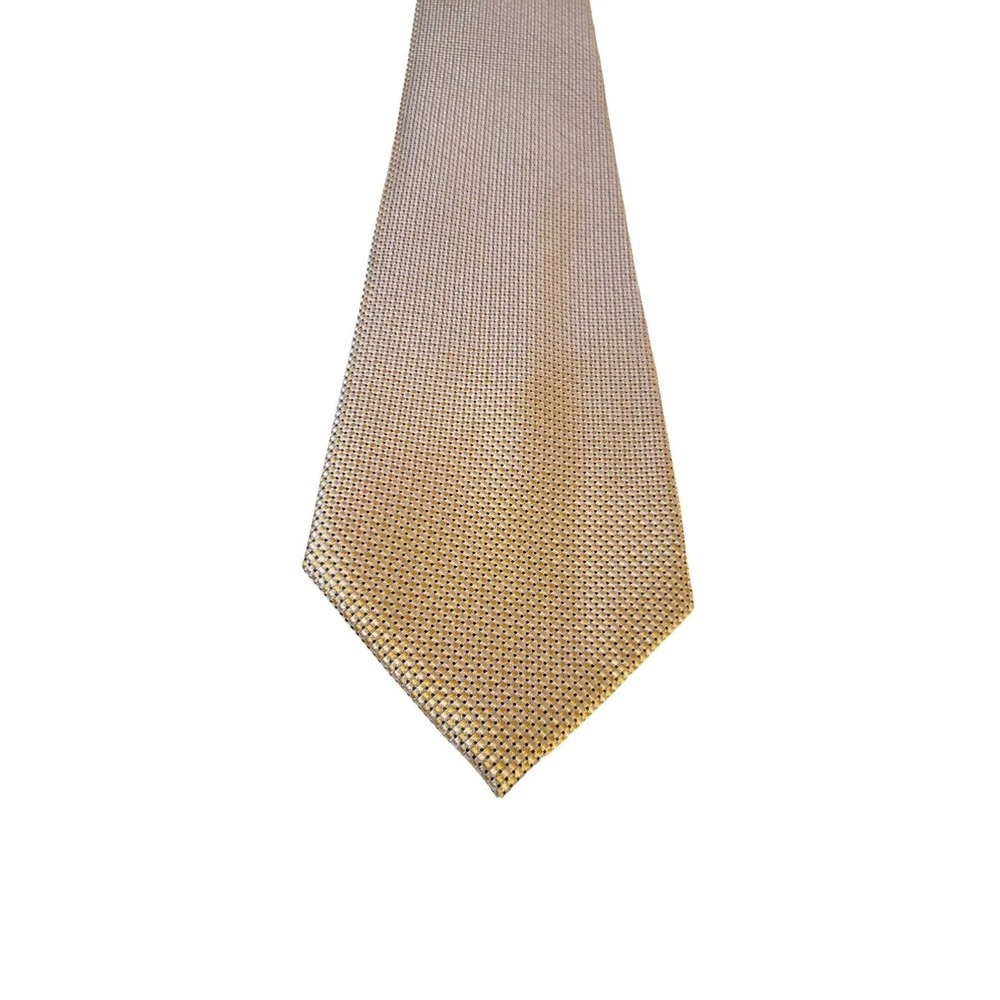 Croft & Barrow Luxury Necktie Gold Geometric Textured 100% Silk Handmad Business